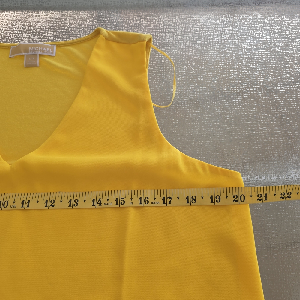 Michael Kors yellow layered chiffon tunic | chic minimalist resort top L - Picture 9 of 10